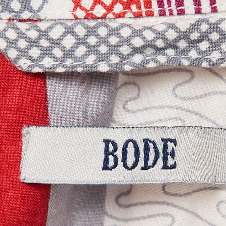 Pre Owned Bode Multicolor Printed Cotton Patch Work Shirt S