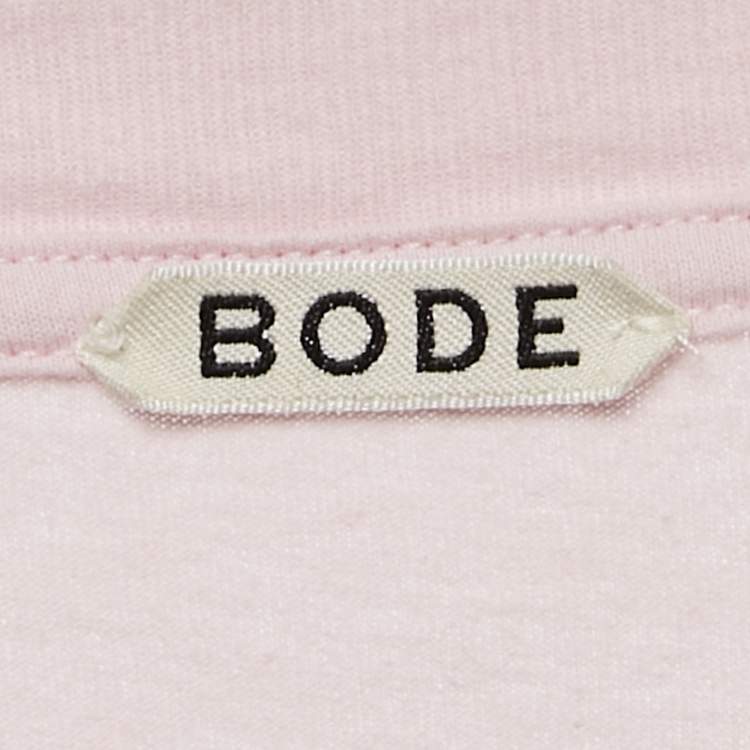 Pre Owned Bode Pink Printed Jersey Velvet Applique T-shirt S