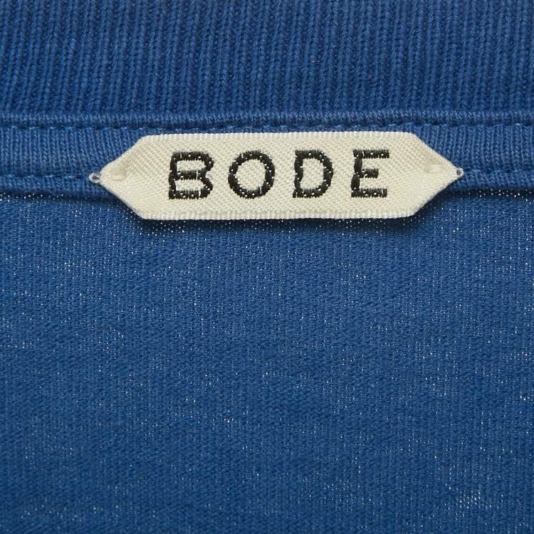 Pre Owned Bode Blue Cotton Knit Crest T-Shirt S
