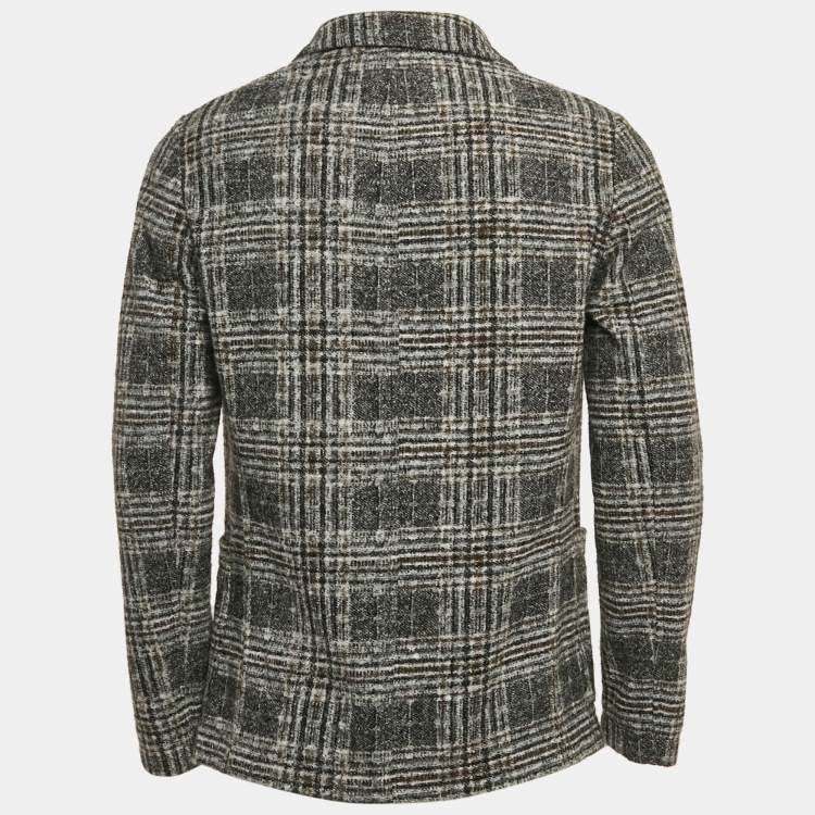 Pre Owned Boggi Milano Grey Checks Wool Blend Single Breasted Blazer L