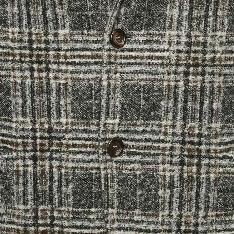 Pre Owned Boggi Milano Grey Checks Wool Blend Single Breasted Blazer L