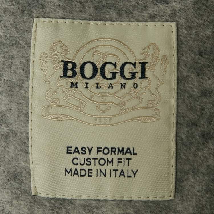 Pre Owned Boggi Milano Grey Checks Wool Blend Single Breasted Blazer L