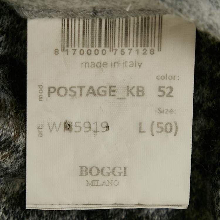 Pre Owned Boggi Milano Grey Checks Wool Blend Single Breasted Blazer L