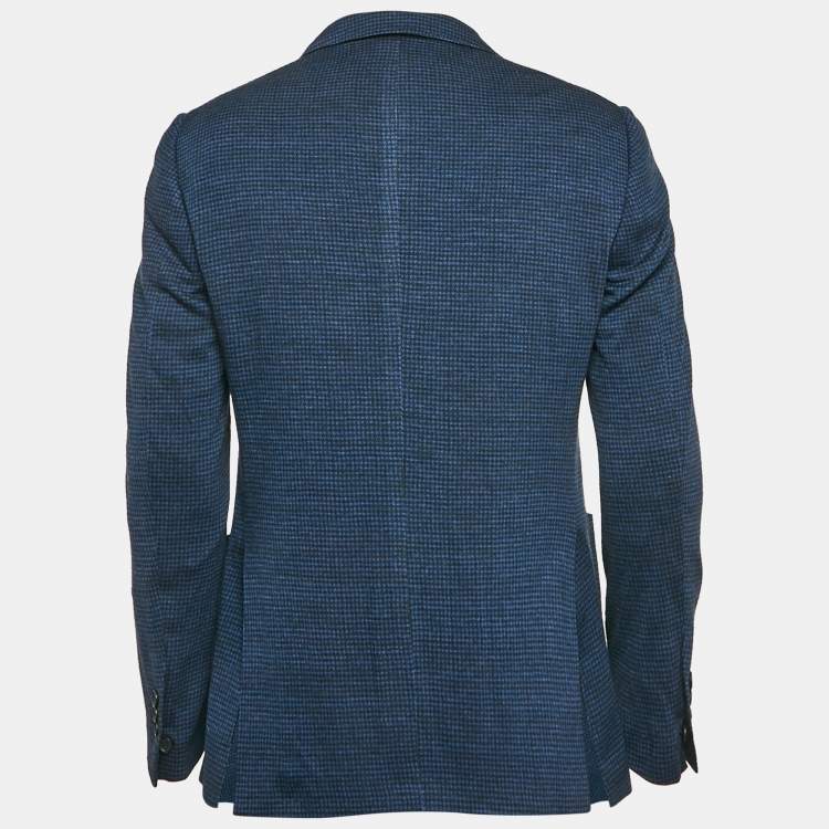 Pre Owned Boggi Milano Blue Herringbone Wool Blend Blazer M
