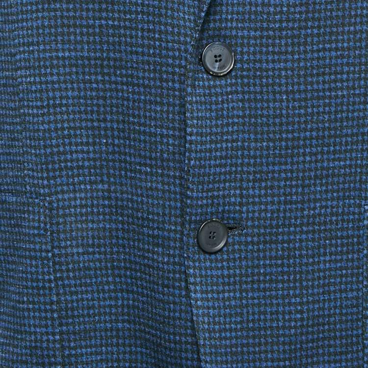 Pre Owned Boggi Milano Blue Herringbone Wool Blend Blazer M