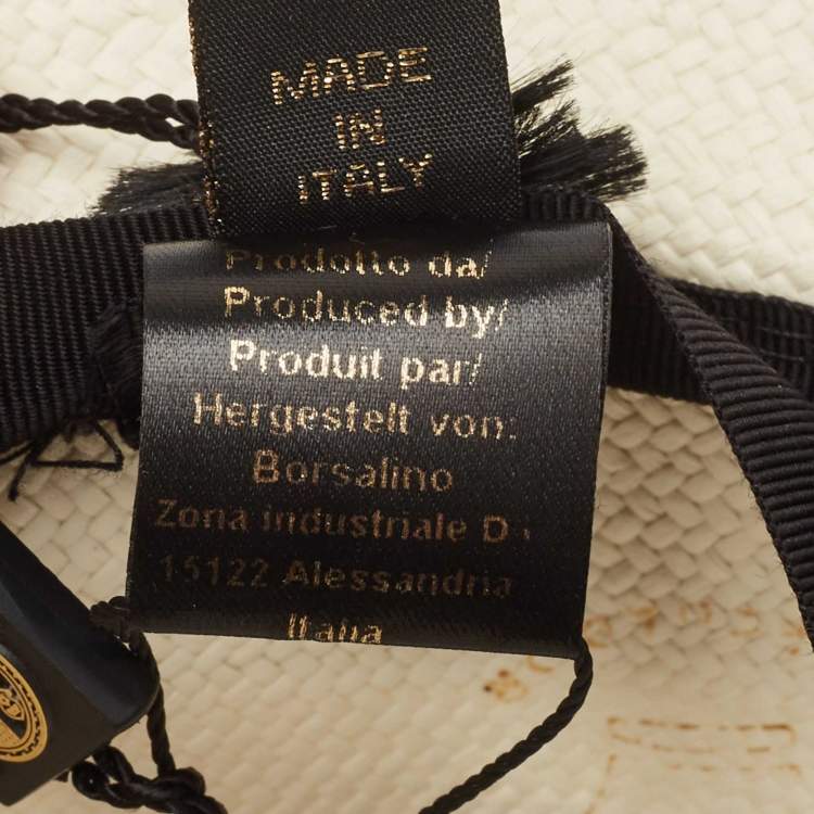 Pre Owned Borsalino White Straw Ribbon Detail Cappelli Hat Size 57
