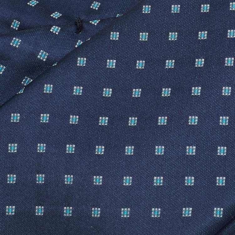 مملوكة مسبقًا Boss By Hugo Boss Navy Blue Patterned Silk Satin Tie