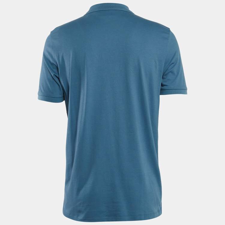 مملوكة مسبقًا Boss By Hugo Boss Blue Cotton Jersey Slim Fit Polo T-Shirt L
