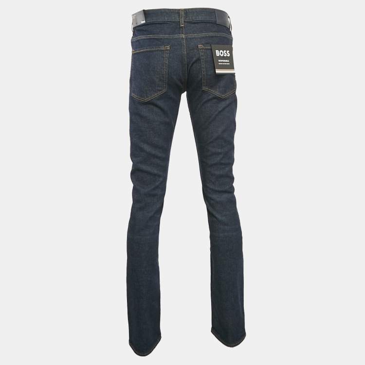 Pre Owned Boss By Hugo Boss Navy Blue Denim Delaware Slim Fit Jeans L Waist 34"