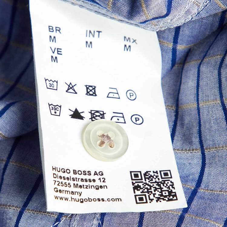 Pre Owned Boss By Hugo Boss Blue Checked Cotton Button Front Shirt M