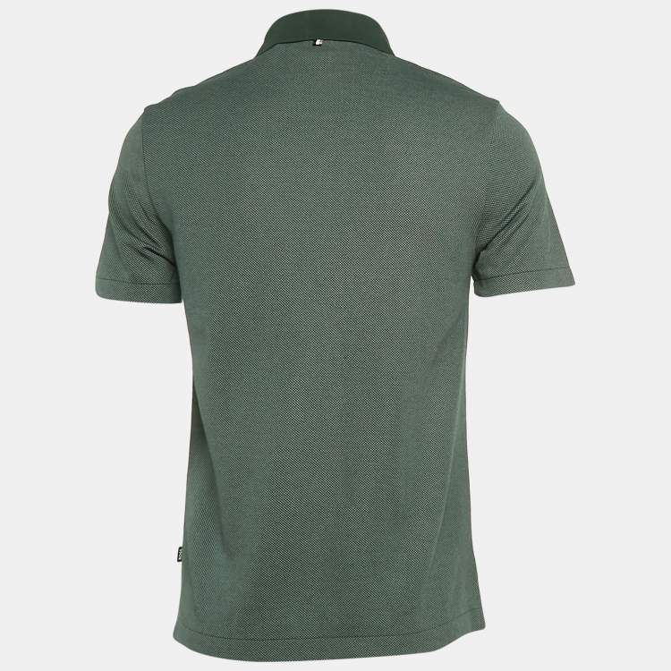 Pre Owned Boss By Hugo Boss Green Patterned Cotton Slim Fit Polo T-Shirt S
