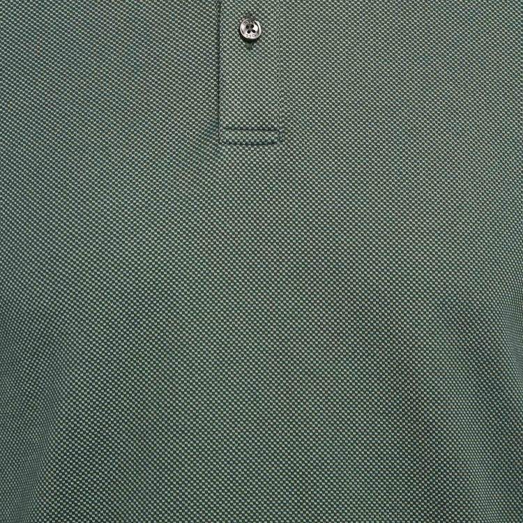 Pre Owned Boss By Hugo Boss Green Patterned Cotton Slim Fit Polo T-Shirt S