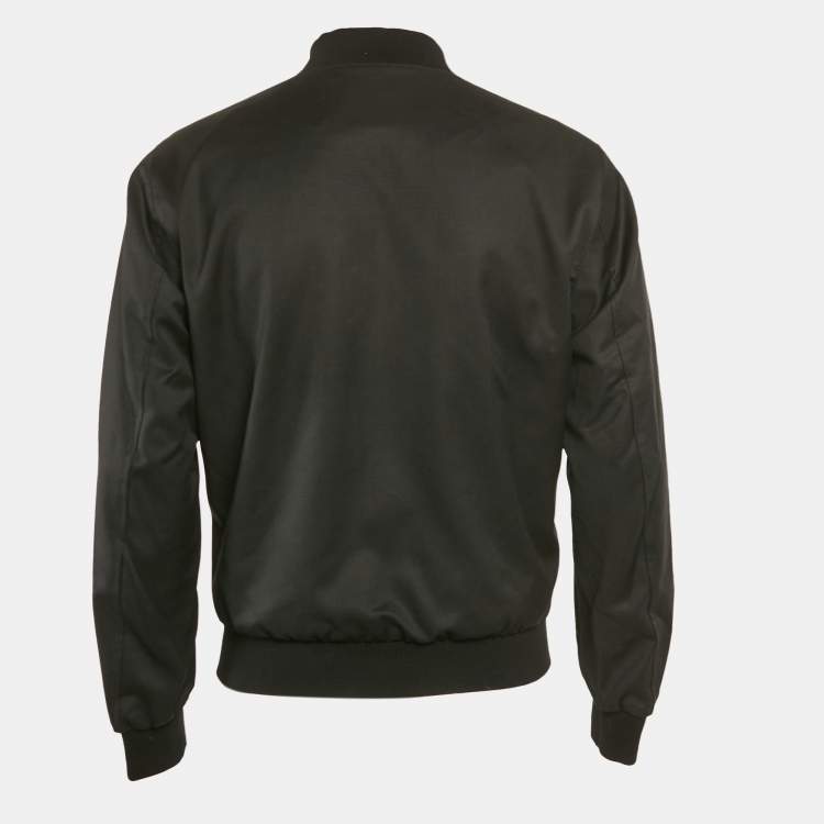 Pre Owned Boss By Hugo Boss Black Wool Gabardine Zip-Up Jacket S