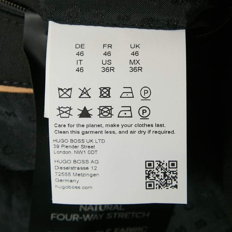 Pre Owned Boss By Hugo Boss Black Wool Gabardine Zip-Up Jacket S