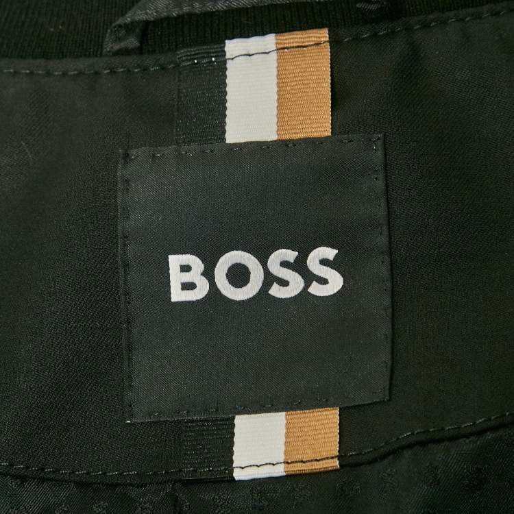 Pre Owned Boss By Hugo Boss Black Wool Gabardine Zip-Up Jacket S