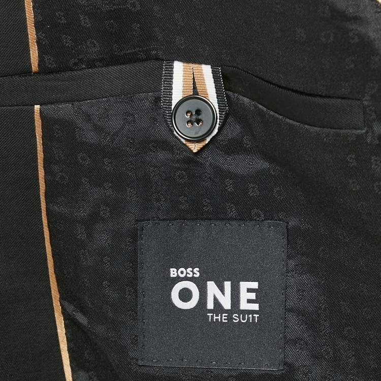 Pre Owned Boss By Hugo Boss Black Wool Gabardine Single Breasted Blazer S