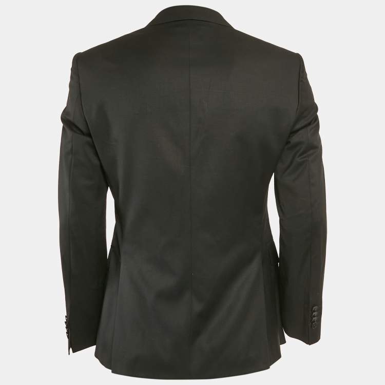 Pre Owned Boss By Hugo Boss Black Wool Gabardine Single Breasted Blazer S
