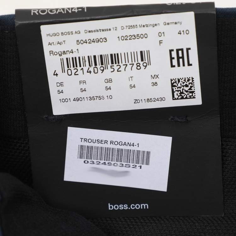 Pre Owned Boss By Hugo Boss Navy Blue Cotton Blend Rogan4-1 Trouser XXL