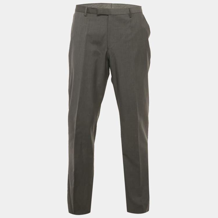 Pre Owned Boss By Hugo Boss Dark Grey Wool Leenon1 Pants XXL