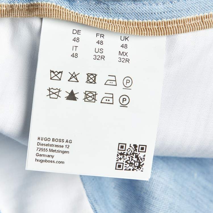 Pre Owned Boss By Hugo Boss Blue Linen & Wool T-Gee Drawstring Waist Pants M