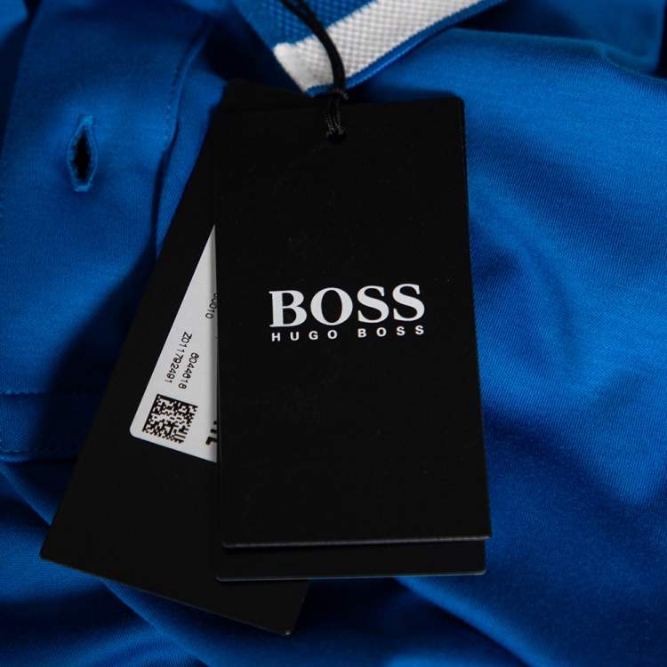 Pre Owned Boss By Hugo Boss Blue Cotton Slim Fit Polo T-Shirt S