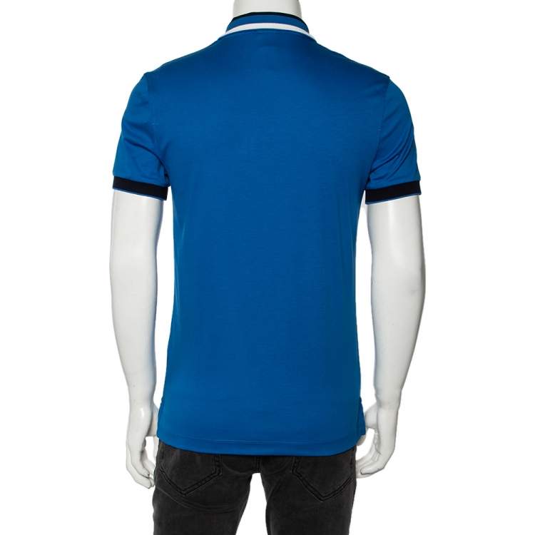 Pre Owned Boss By Hugo Boss Blue Cotton Slim Fit Polo T-Shirt S