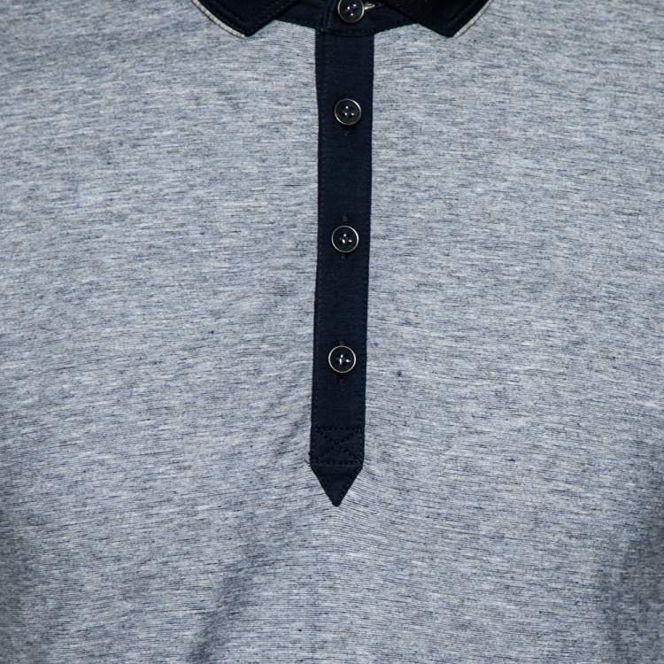 Pre Owned Boss By Hugo Boss Bluish Grey Cotton Knit Polo T-Shirt S