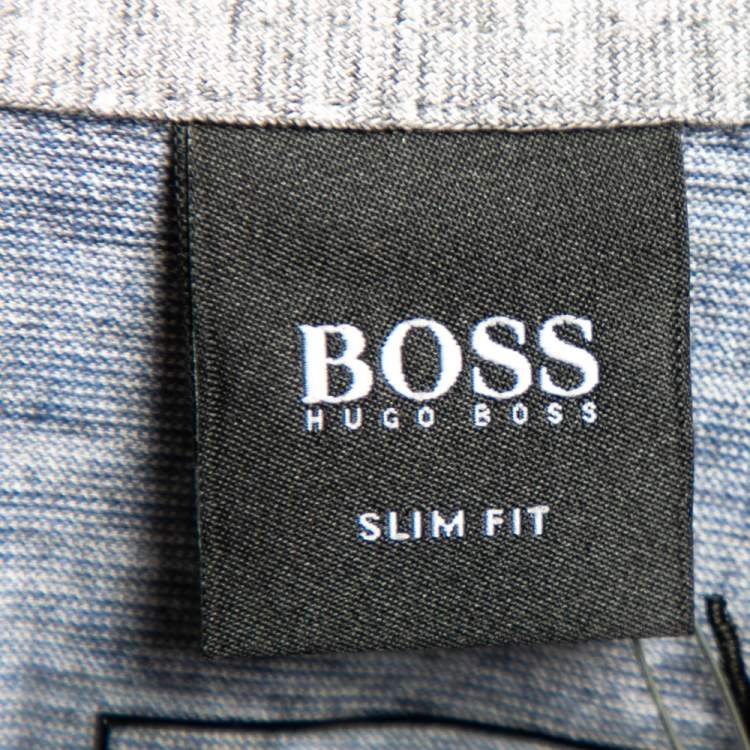 Pre Owned Boss By Hugo Boss Bluish Grey Cotton Knit Polo T-Shirt S