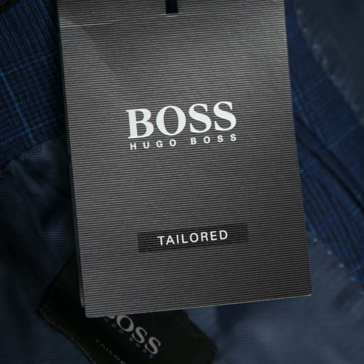 Pre Owned Boss By Hugo Boss Blue Plaid Wool T-Harvers5/Glover3 Slim Fit Suit XL
