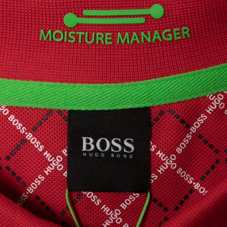 Pre Owned Boss By Hugo Boss Red Cotton Logo Embroidered Polo T-Shirt XL