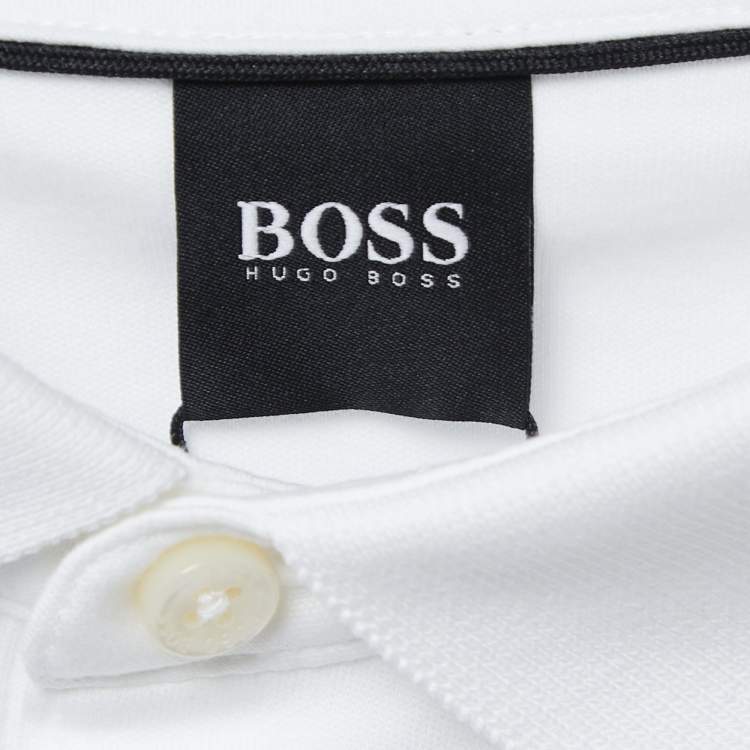 Pre Owned Boss By Hugo Boss White Cotton Long Sleeve Polo T-Shirt XXL