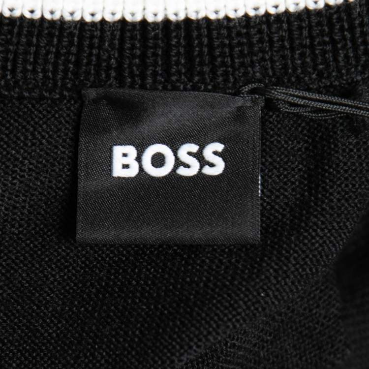 Pre Owned Boss By Hugo Boss Black Textured Wool Knit Ladamo Sweater M