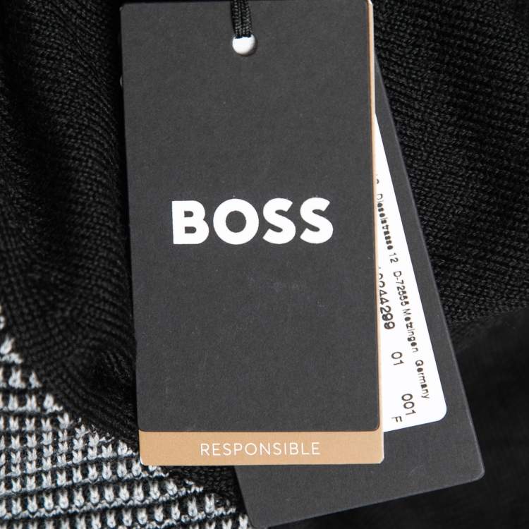 Pre Owned Boss By Hugo Boss Black Textured Wool Knit Ladamo Sweater M