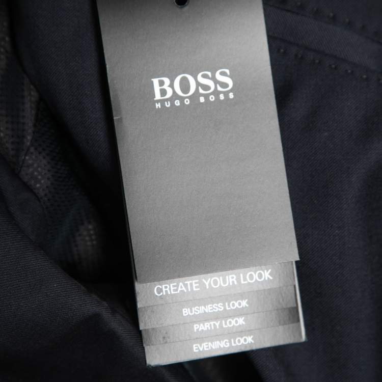 Pre Owned Boss By Hugo Boss Navy Blue Wool Pant Suit L