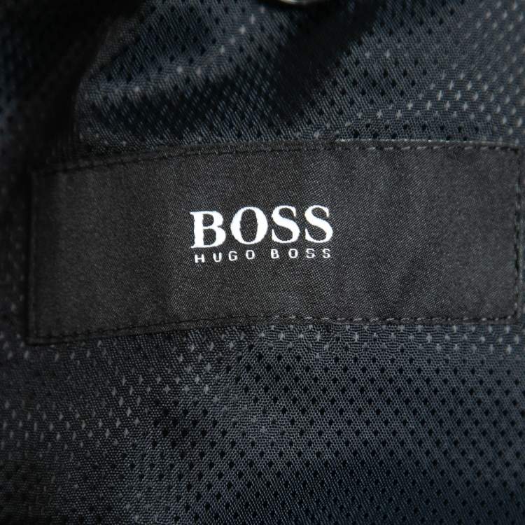 Pre Owned Boss By Hugo Boss Navy Blue Wool Pant Suit L