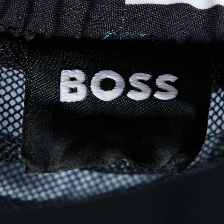 مملوكة مسبقًا Boss By Hugo Boss Blue Floral Printed Synthetic Piranha Shorts XL