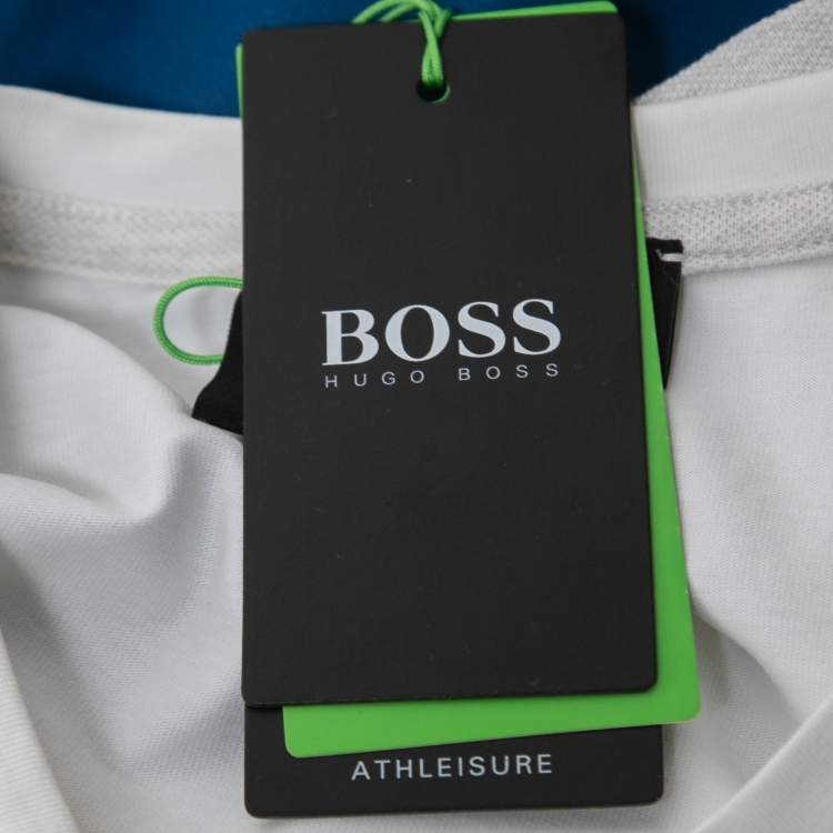 Pre Owned Boss By Hugo Boss Blue Logo Embroidered Cotton Tee 6 Polo T-Shirt L