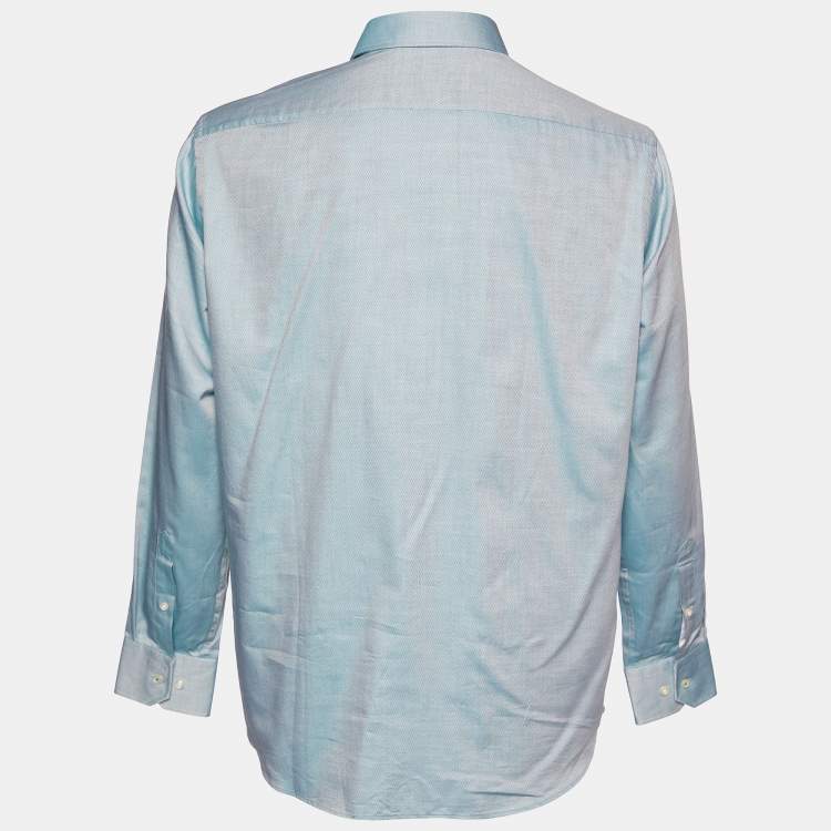 Pre Owned Boss By Hugo Boss Green Patterned Cotton Gelson Shirt XL