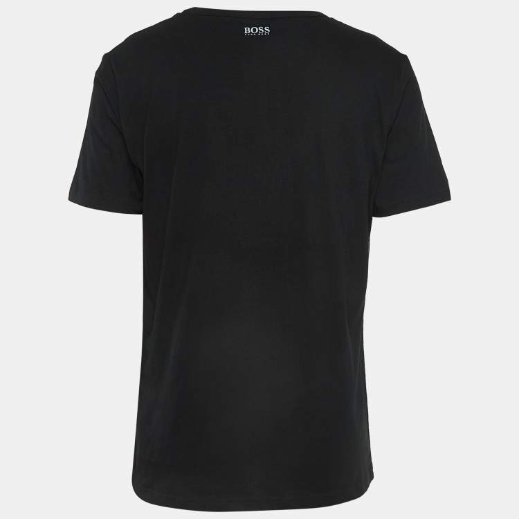 Tシャツ・カットソー BOSS Men T-shirt Black 50506365 001 Boss By Hugo Boss Black Logo Print Cotton Short Sleeve T