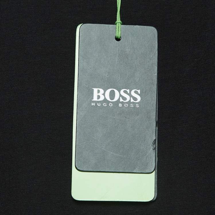 Pre Owned Boss By Hugo Boss Black Logo Print Cotton Short Sleeve T-Shirt XL