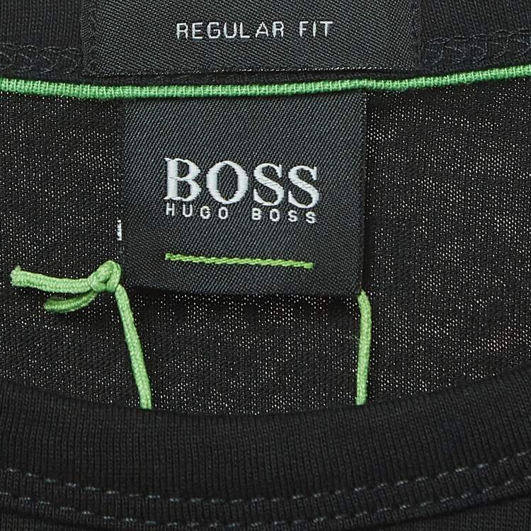 Pre Owned Boss By Hugo Boss Black Logo Print Cotton Short Sleeve T-Shirt XL