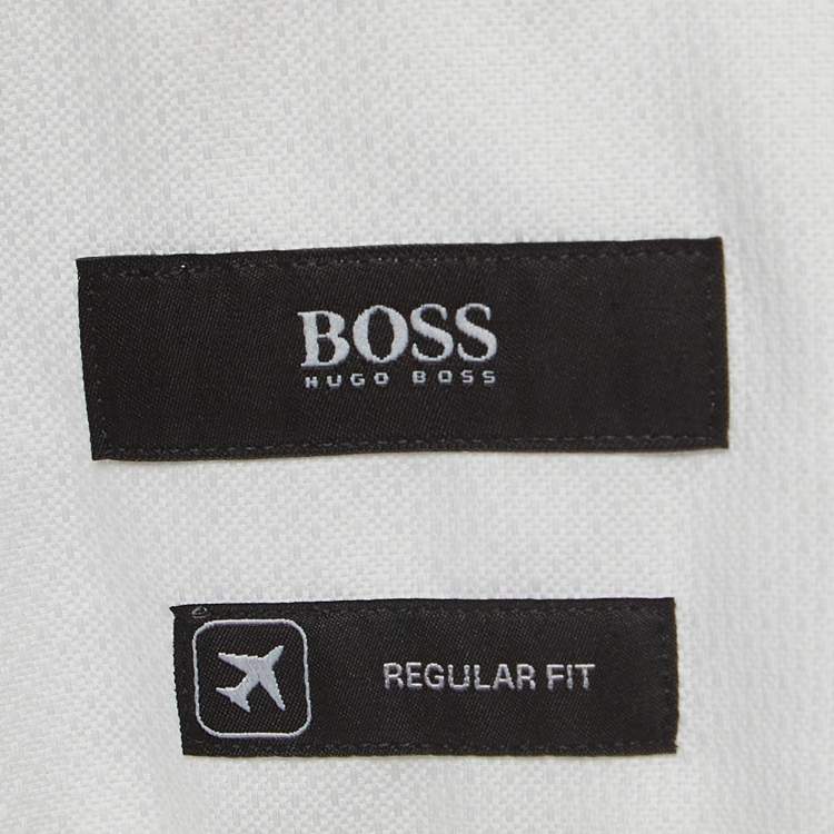 Pre Owned Boss By Hugo Boss White Textured Cotton Long Sleeve Shirt XXXL