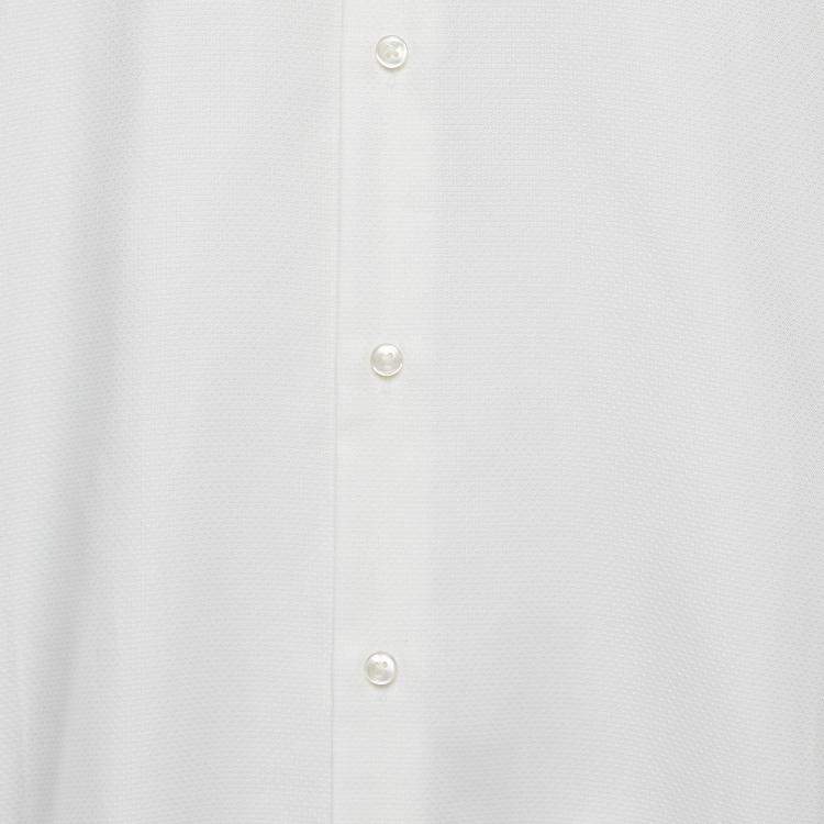 Pre Owned Boss By Hugo Boss White Textured Cotton Long Sleeve Shirt XXXL