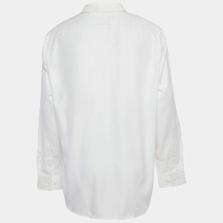 Pre Owned Boss By Hugo Boss White Textured Cotton Long Sleeve Shirt XXXL