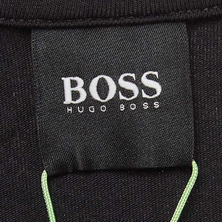 Pre Owned Boss By Hugo Boss Black Logo Textured Cotton Crew Neck T-Shirt XXL