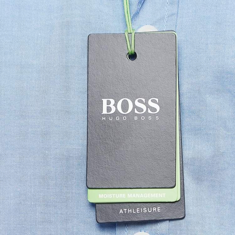 Pre Owned Boss By Hugo Boss Blue Cotton Regular Fit Stretch Shirt XXL