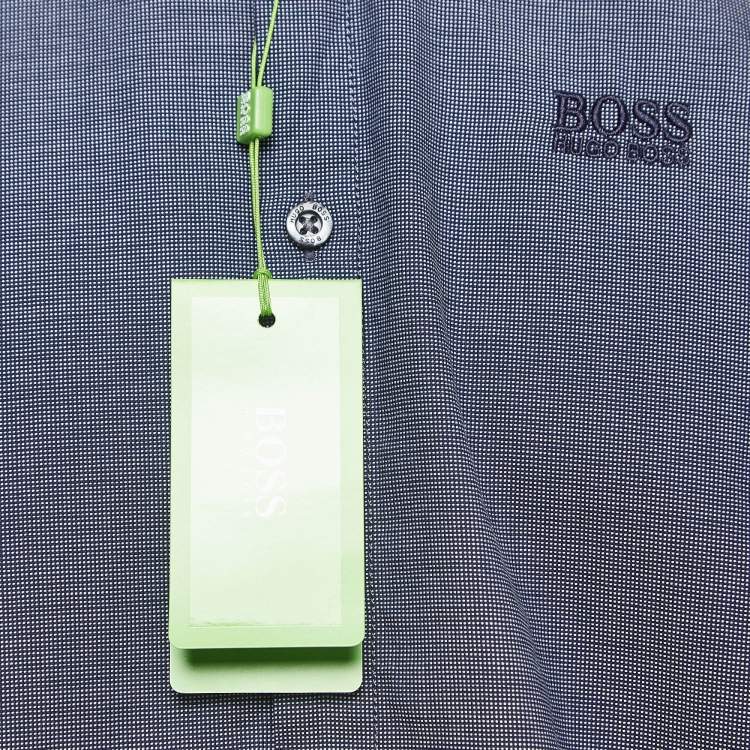 Pre Owned Boss By Hugo Boss Blue Cotton Short Sleeve Shirt XXL