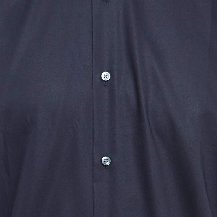 Pre Owned Boss By Hugo Boss Dark Blue Cotton Easy Iron Slim Fit Shirt 2XL