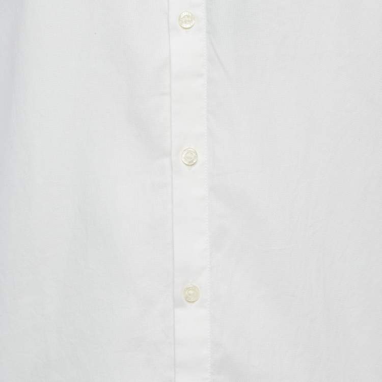 Pre Owned Boss By Hugo Boss White Logo Embroidered Cotton Regular Fit Shirt XXL