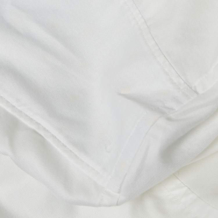 Pre Owned Boss By Hugo Boss White Logo Embroidered Cotton Regular Fit Shirt XXL